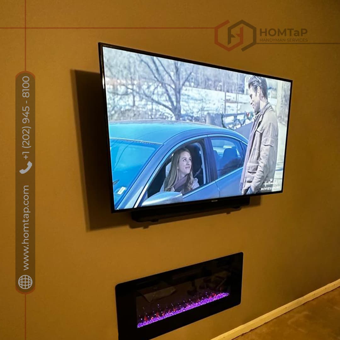 Modern Wall-Mounted TV and Electric Fireplace Installation