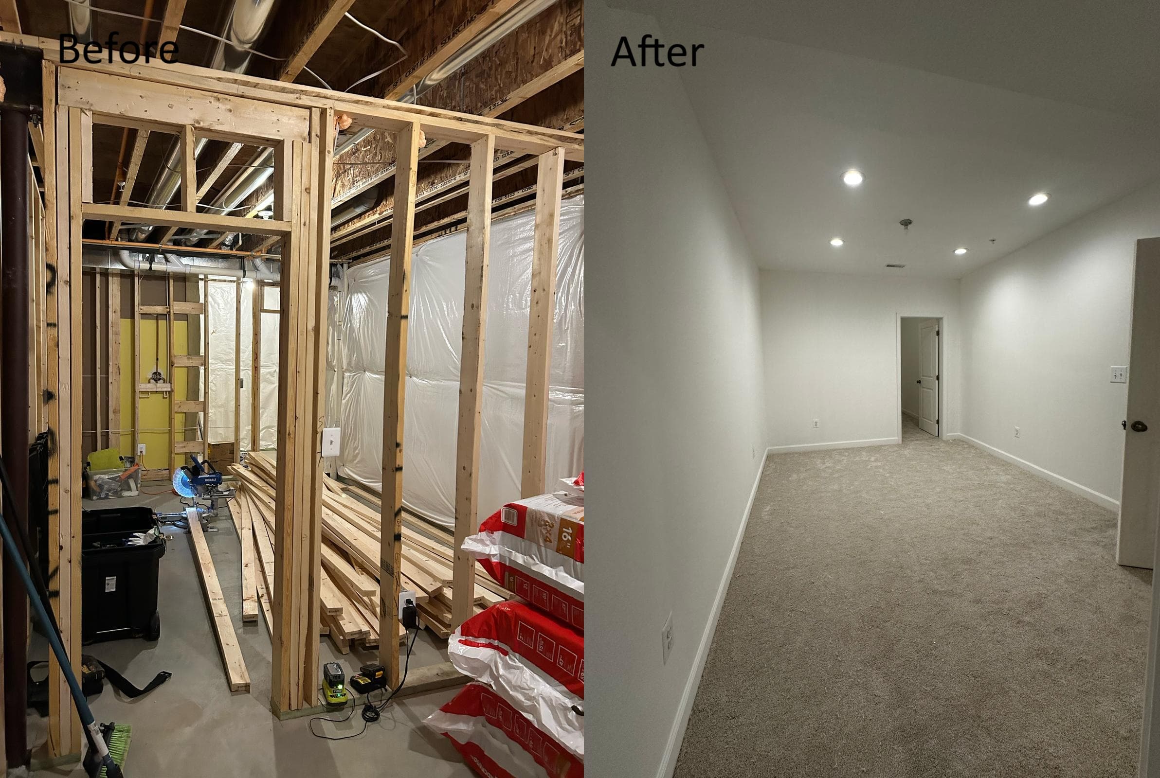 Basement remodeling project in Glenn Dale, MD